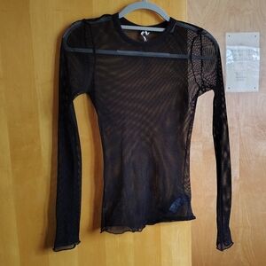 Out from Under Urban Outfitters Black Sheer Fishnet Long Sleeve Top